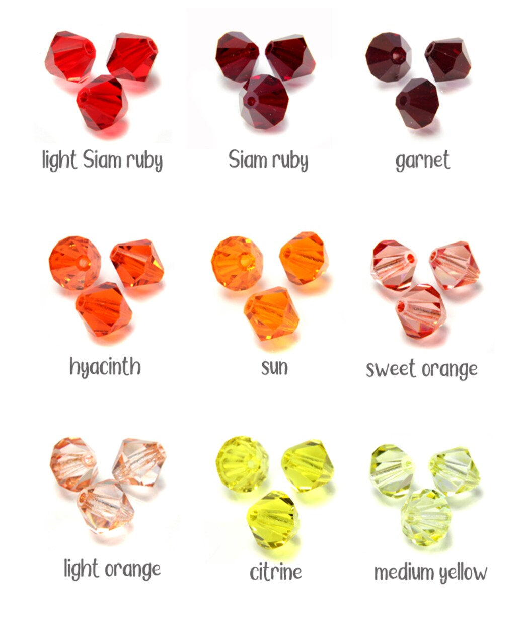 10 pcs Glass Bicone Charms, 6mm Czech Crystal Bead Dangles, Choose Color, Adorabilities